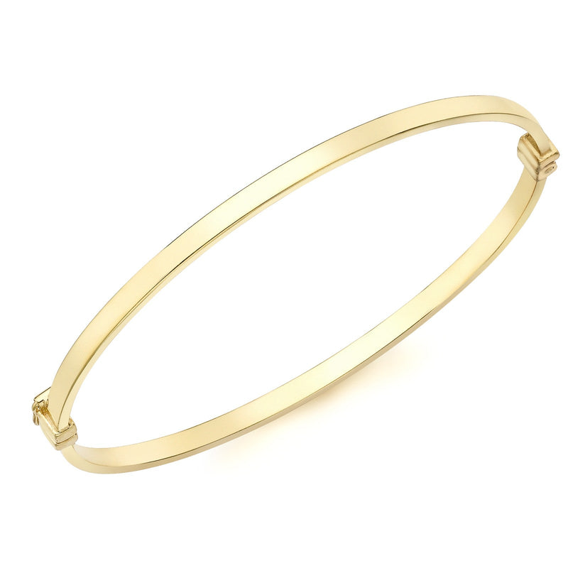 9ct Yellow Gold Rectangular Profile Hinged Bangle - The Fine Jewellery Company