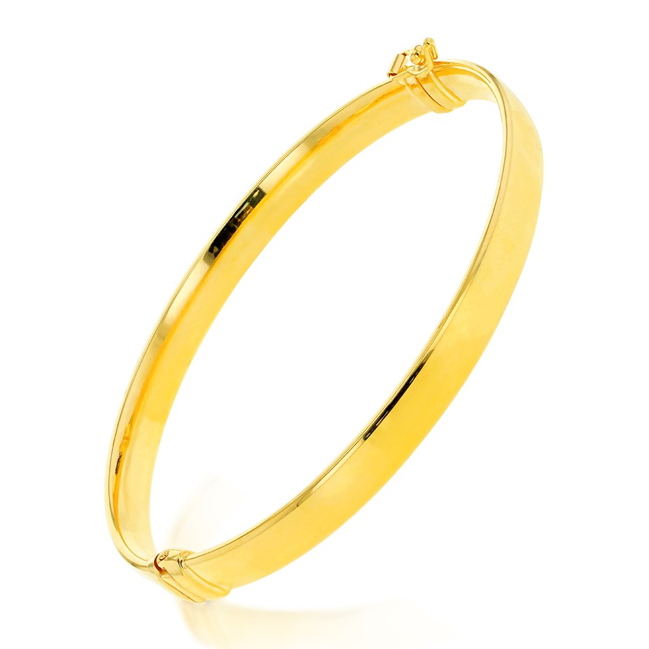 9ct Yellow Gold Plain Polished Hinged Bangle - The Fine Jewellery Company