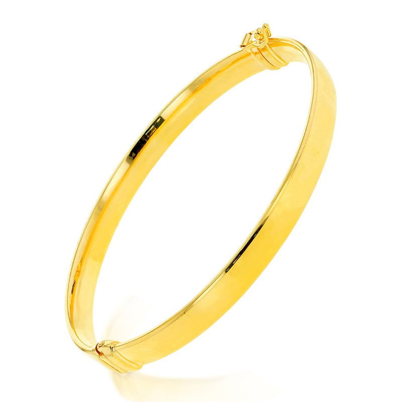 9ct Yellow Gold Plain Polished Hinged Bangle - The Fine Jewellery Company