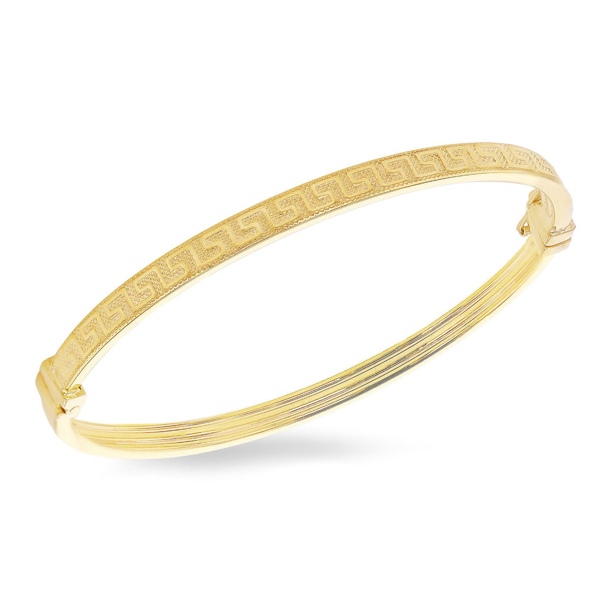 9ct Yellow Gold Greek Key Hinged Bangle - The Fine Jewellery Company