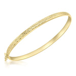 9ct Yellow Gold Leaf Pattern Hinged Bangle - The Fine Jewellery Company