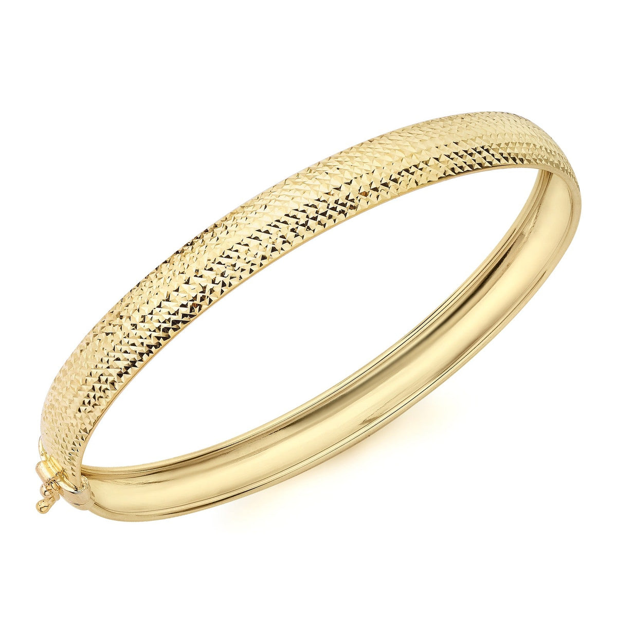 9ct Yellow Gold Snakeskin Textured Hinged Bangle - The Fine Jewellery Company