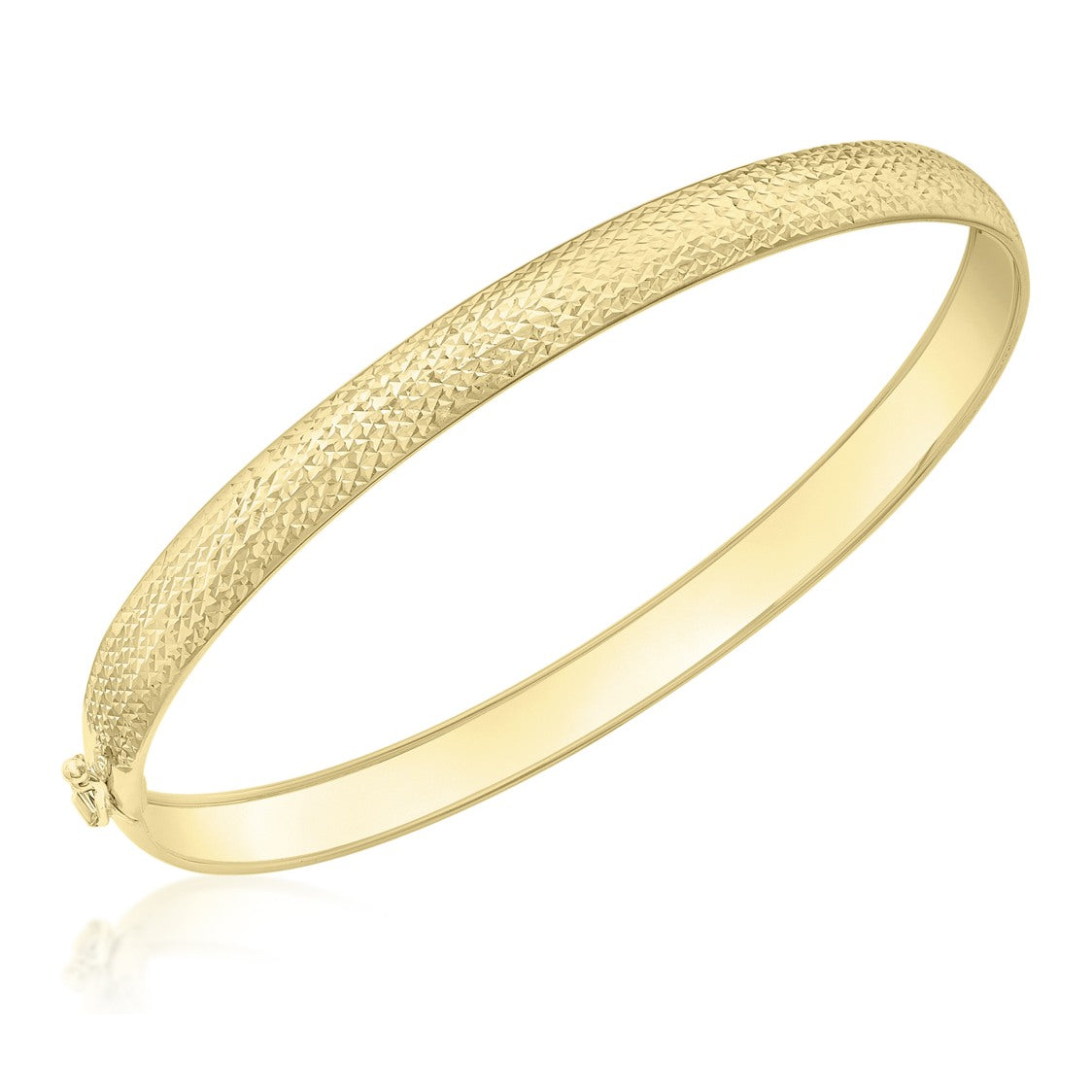 9ct Yellow Gold Fine Textured Hinged Bangle - The Fine Jewellery Company