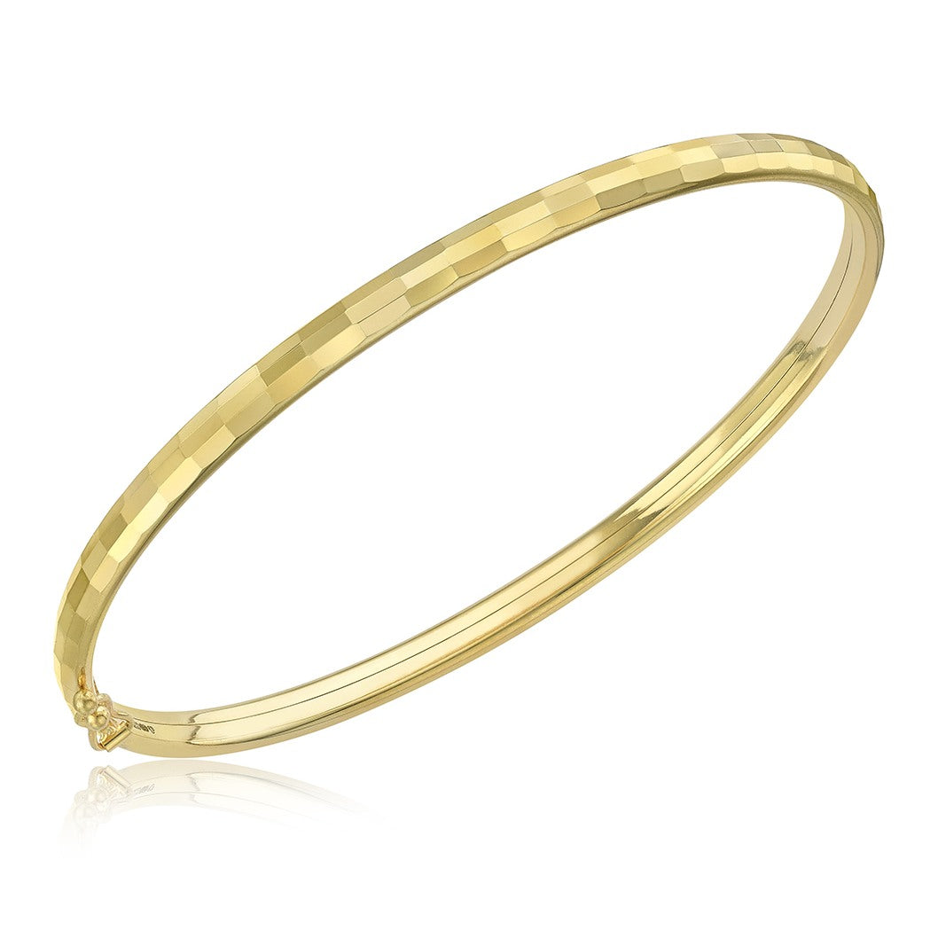 9ct Yellow Gold Chamfered Hinged Bangle - The Fine Jewellery Company