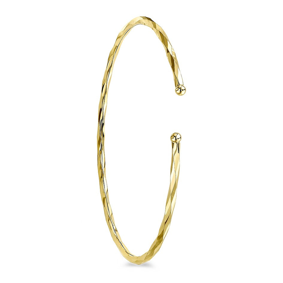 9ct Yellow Gold Faceted Flexible Bangle