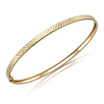 9ct Yellow Gold Textured Hinged Bangle - The Fine Jewellery Company