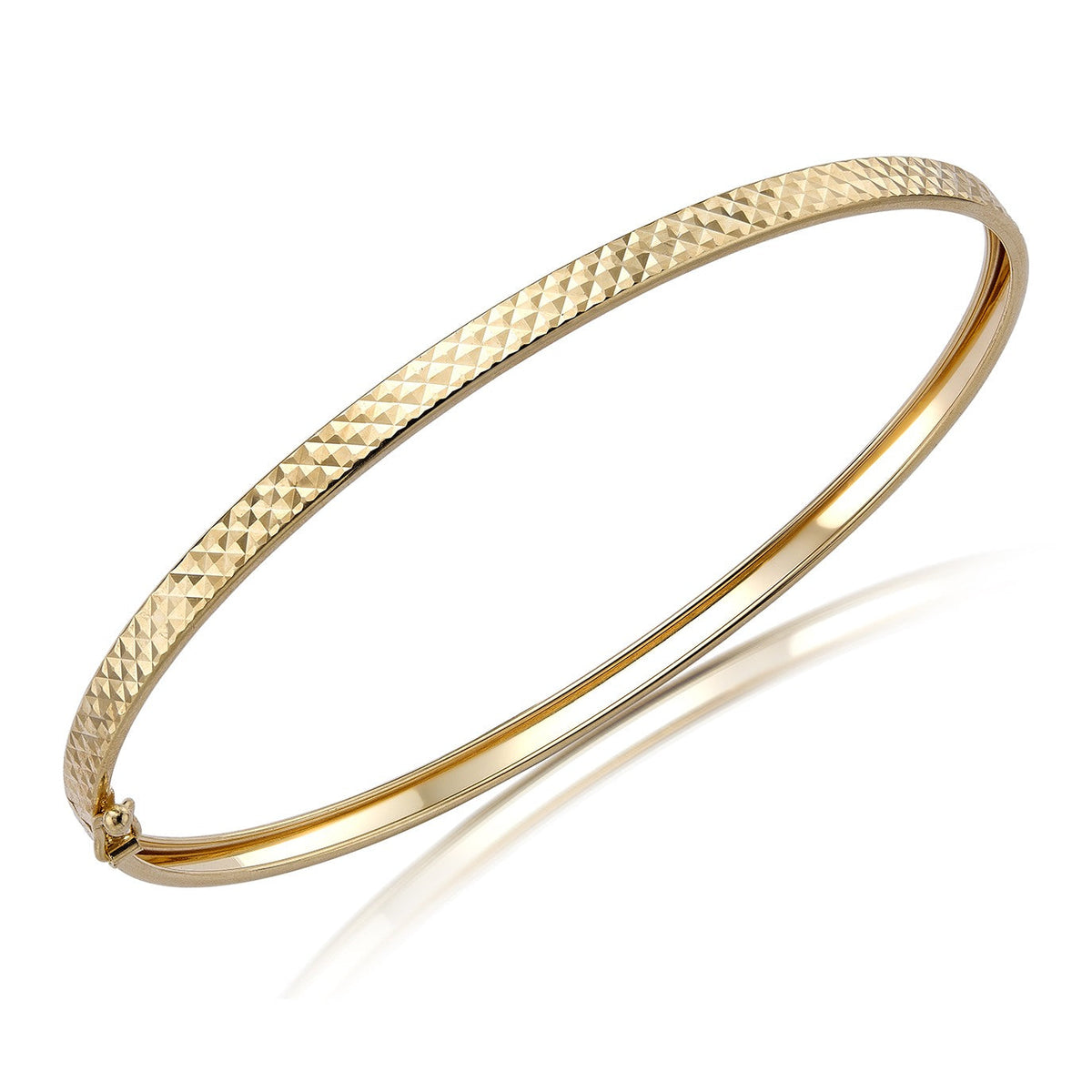 9ct Yellow Gold Textured Hinged Bangle - The Fine Jewellery Company