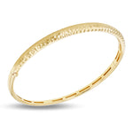 9ct Yellow Gold Hammered Textured Hinged Bangle - The Fine Jewellery Company
