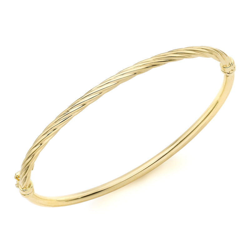 9ct Yellow Gold Half Twist Hinged Bangle - The Fine Jewellery Company