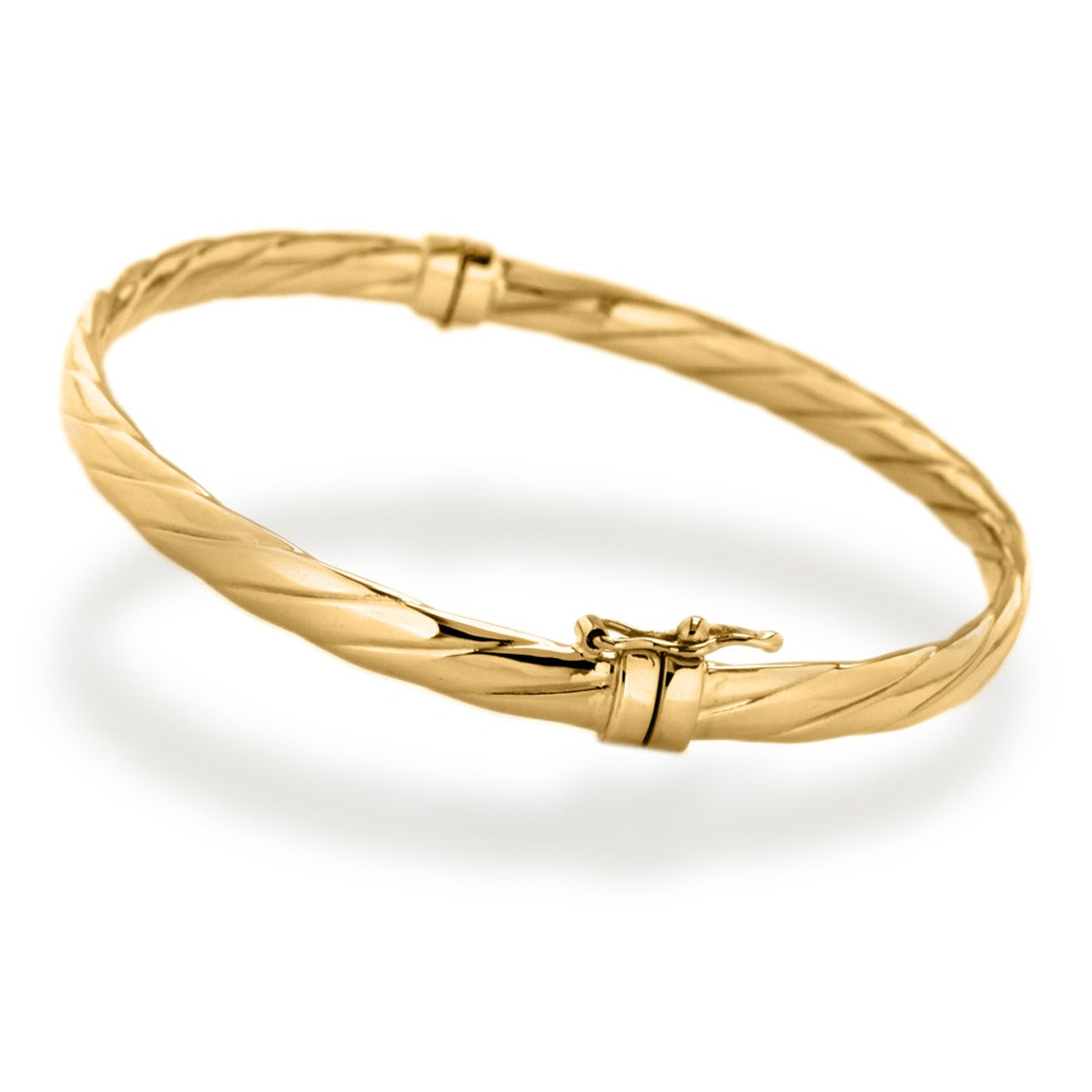 9ct Yellow Gold Twisted Hinged Bangle