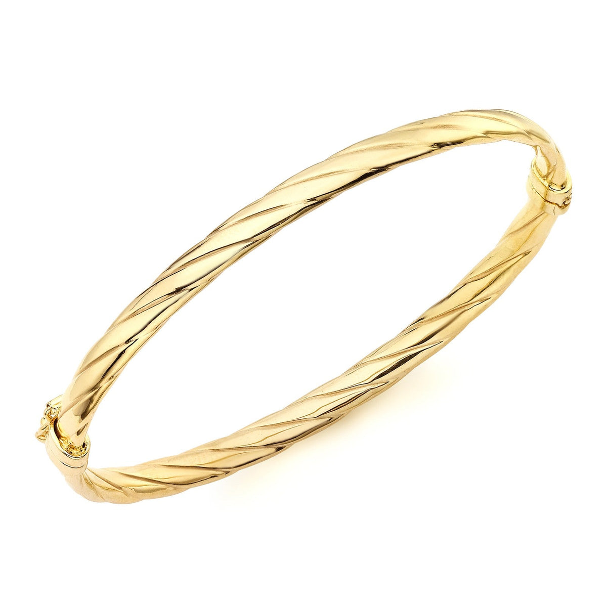 9ct Yellow Gold Twisted Hinged Bangle - The Fine Jewellery Company