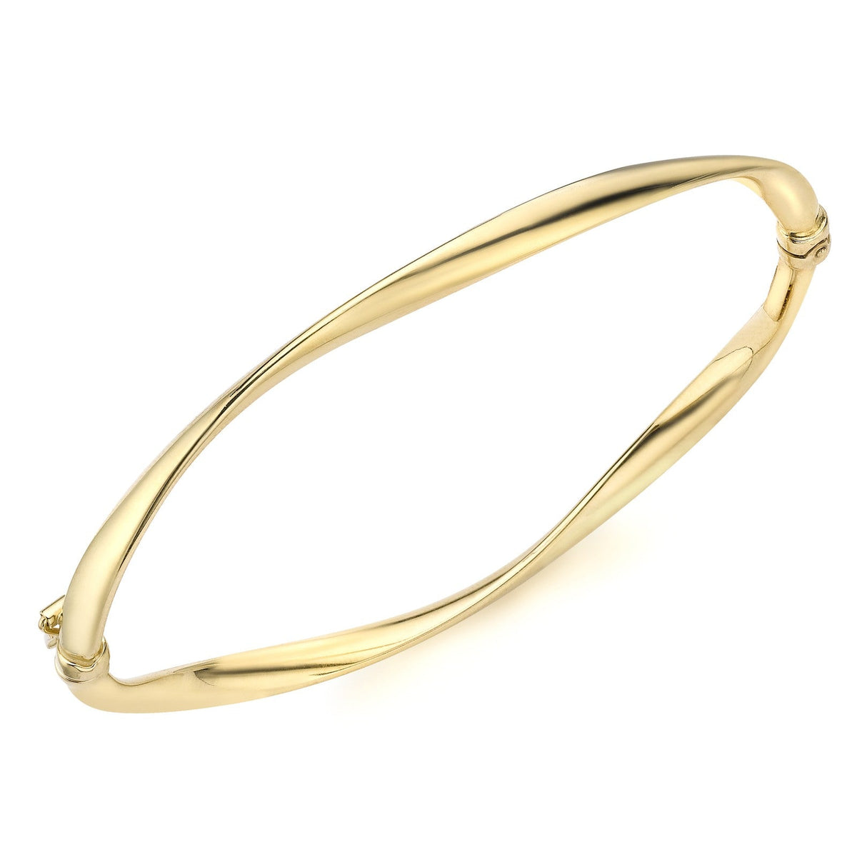 9ct Yellow Gold Twisted Tube Hinged Bangle - The Fine Jewellery Company