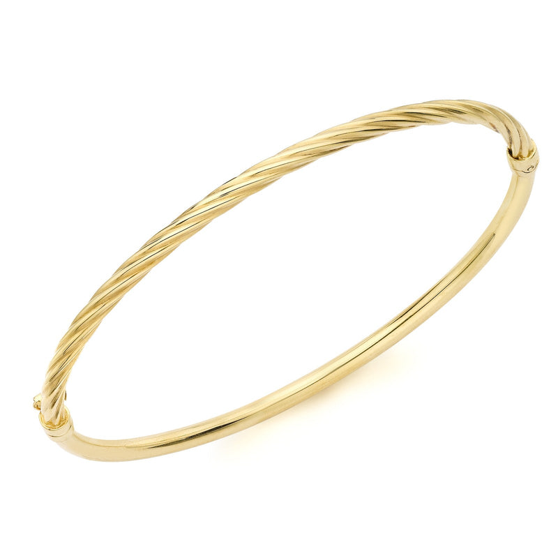 9ct Yellow Gold Wide Half Twist Hinged Bangle - The Fine Jewellery Company