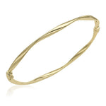 9ct Yellow Gold Thin Twist Flat Ribbon Hinged Bangle - The Fine Jewellery Company