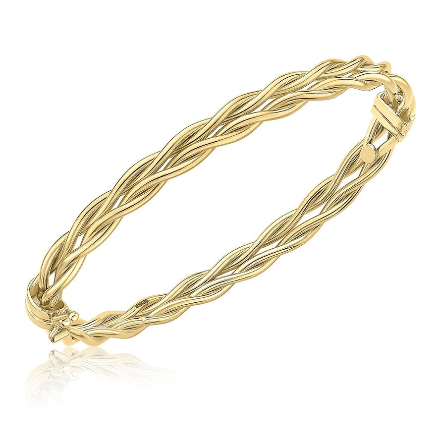 9ct Yellow Gold Braided Hinged Bangle - The Fine Jewellery Company