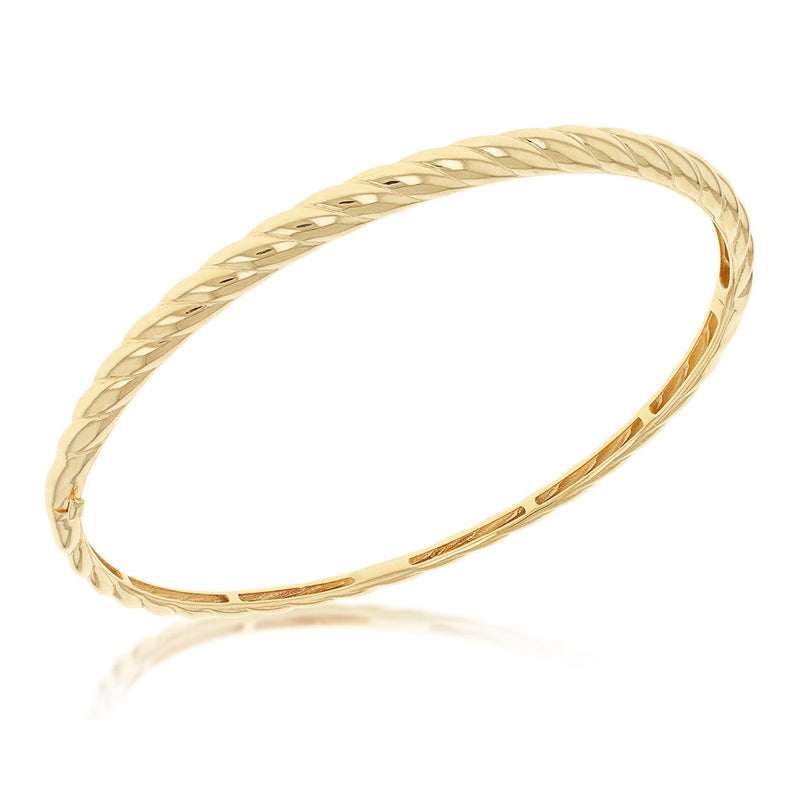 9ct Yellow Gold Twist Pattern Hinged Bangle - The Fine Jewellery Company