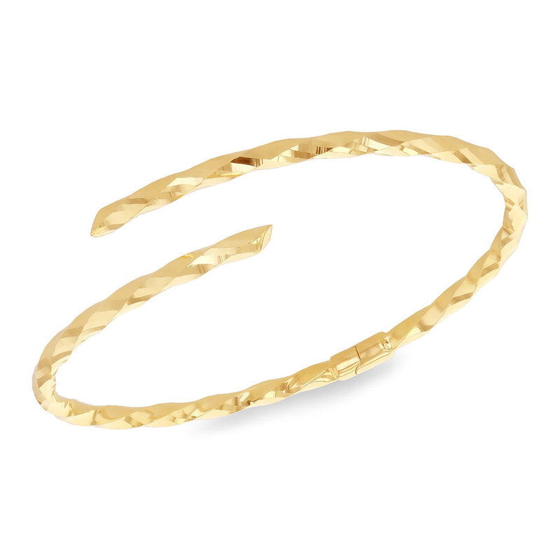 9ct Yellow Gold Twisted Open Hinged Bangle - The Fine Jewellery Company