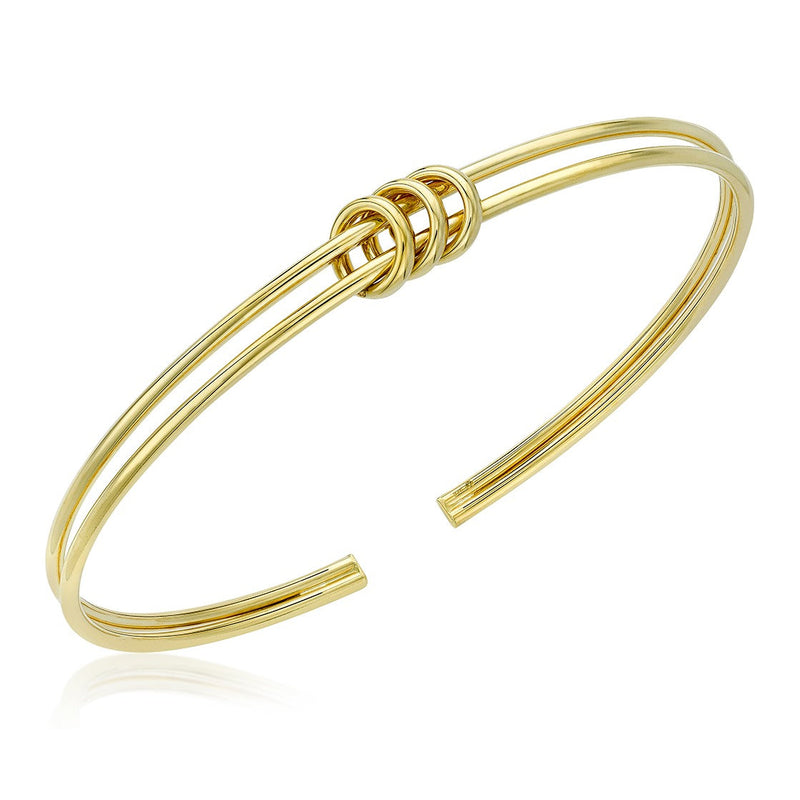 9ct Yellow Gold Triple Ring Open Open Torque Bangle - The Fine Jewellery Company