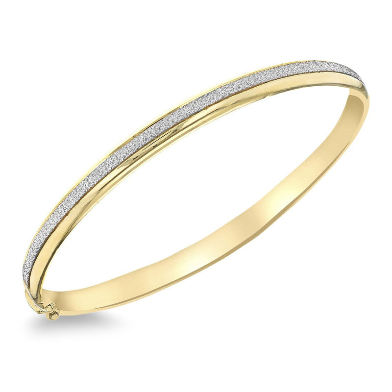 9ct Yellow Gold Stardust Oval Hinged Bangle - The Fine Jewellery Company