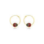 9ct Yellow Gold Enamel Ladybird Hoop Earrings