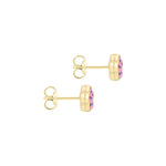 9ct Yellow Gold Pink and Blue Enamel Flower Stud Earrings