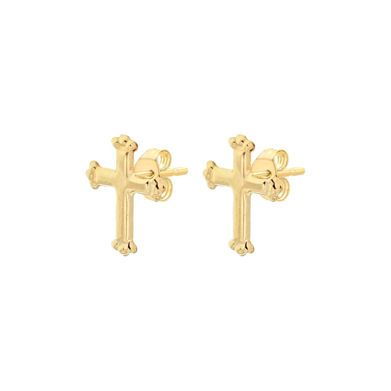 9ct Yellow Gold Cross Stud Earrings