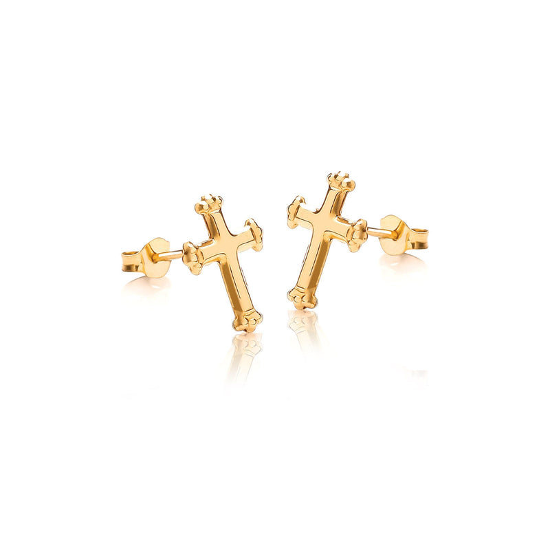 9ct Yellow Gold Cross Stud Earrings