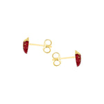 9ct Yellow Gold Enamel Strawberry Stud Earrings