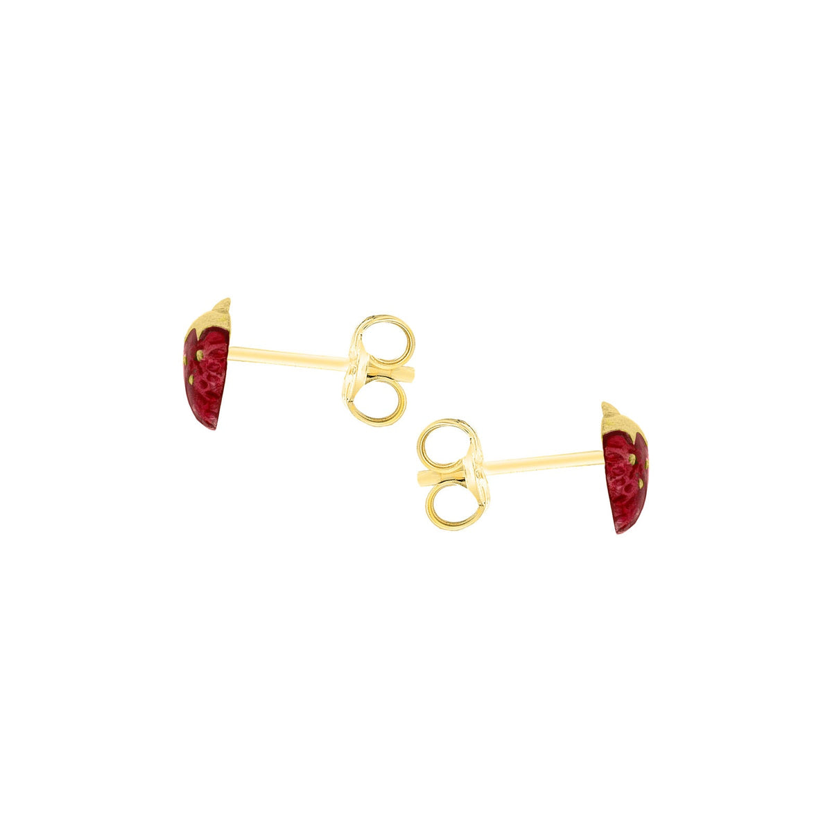 9ct Yellow Gold Enamel Strawberry Stud Earrings