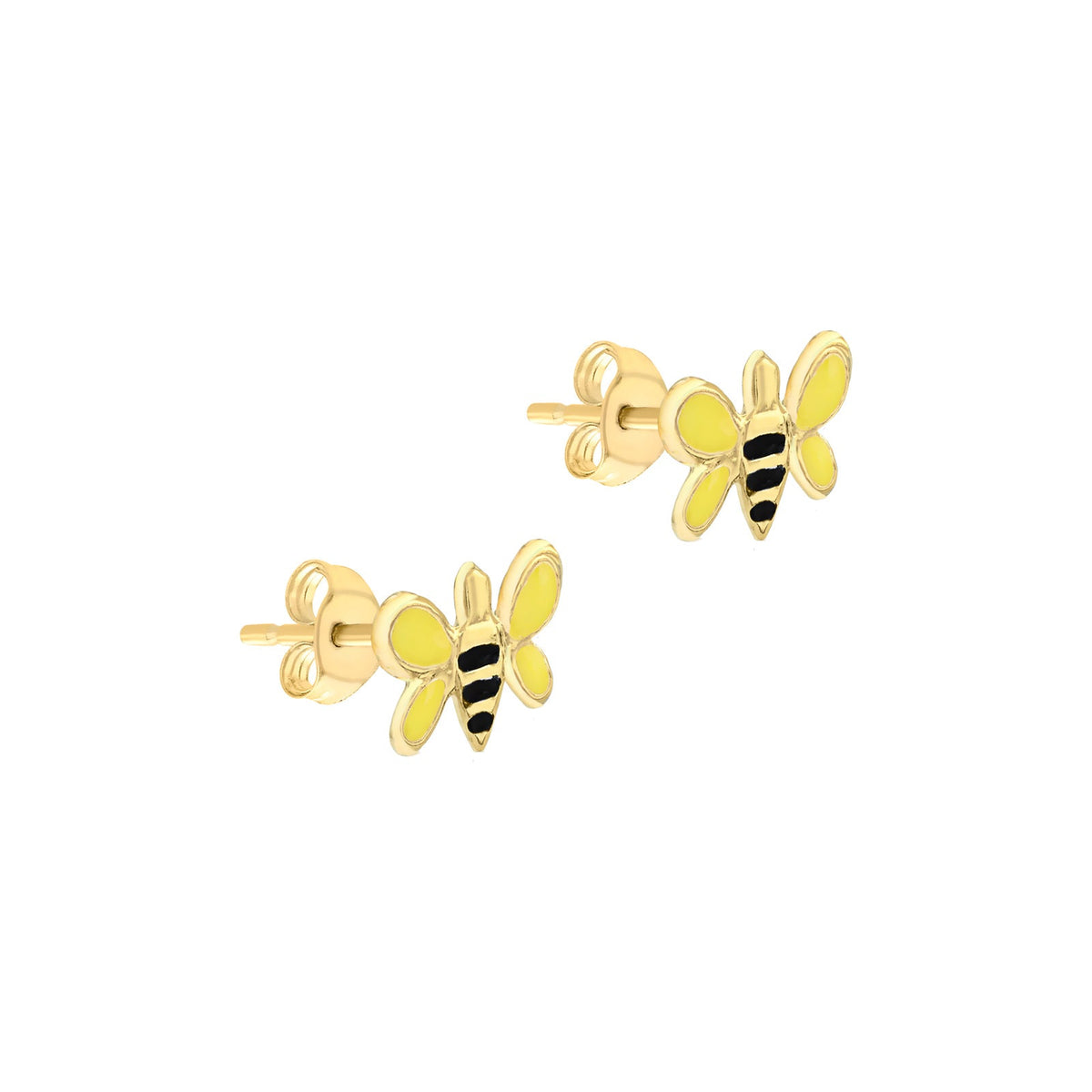 9ct Yellow Gold Enamel Bumblebee Stud Earrings
