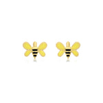 9ct Yellow Gold Enamel Bumblebee Stud Earrings