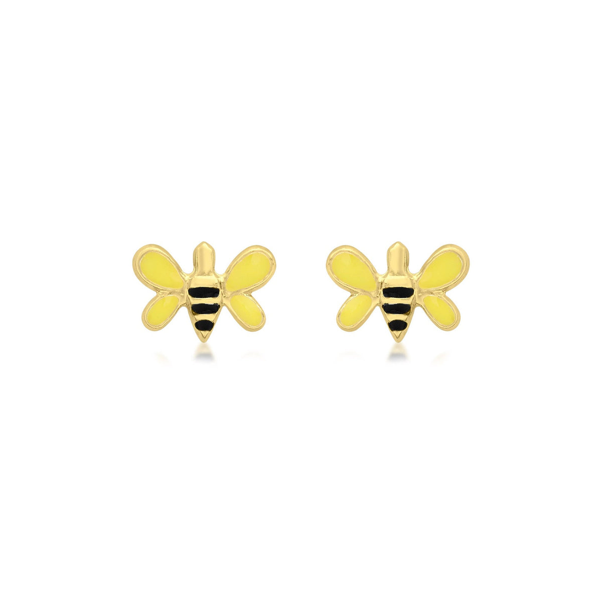 9ct Yellow Gold Enamel Bumblebee Stud Earrings