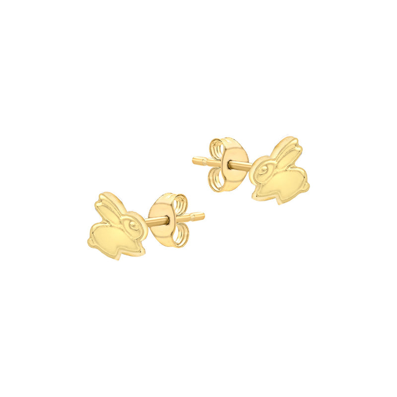9ct Yellow Gold Mini Rabbit Stud Earrings