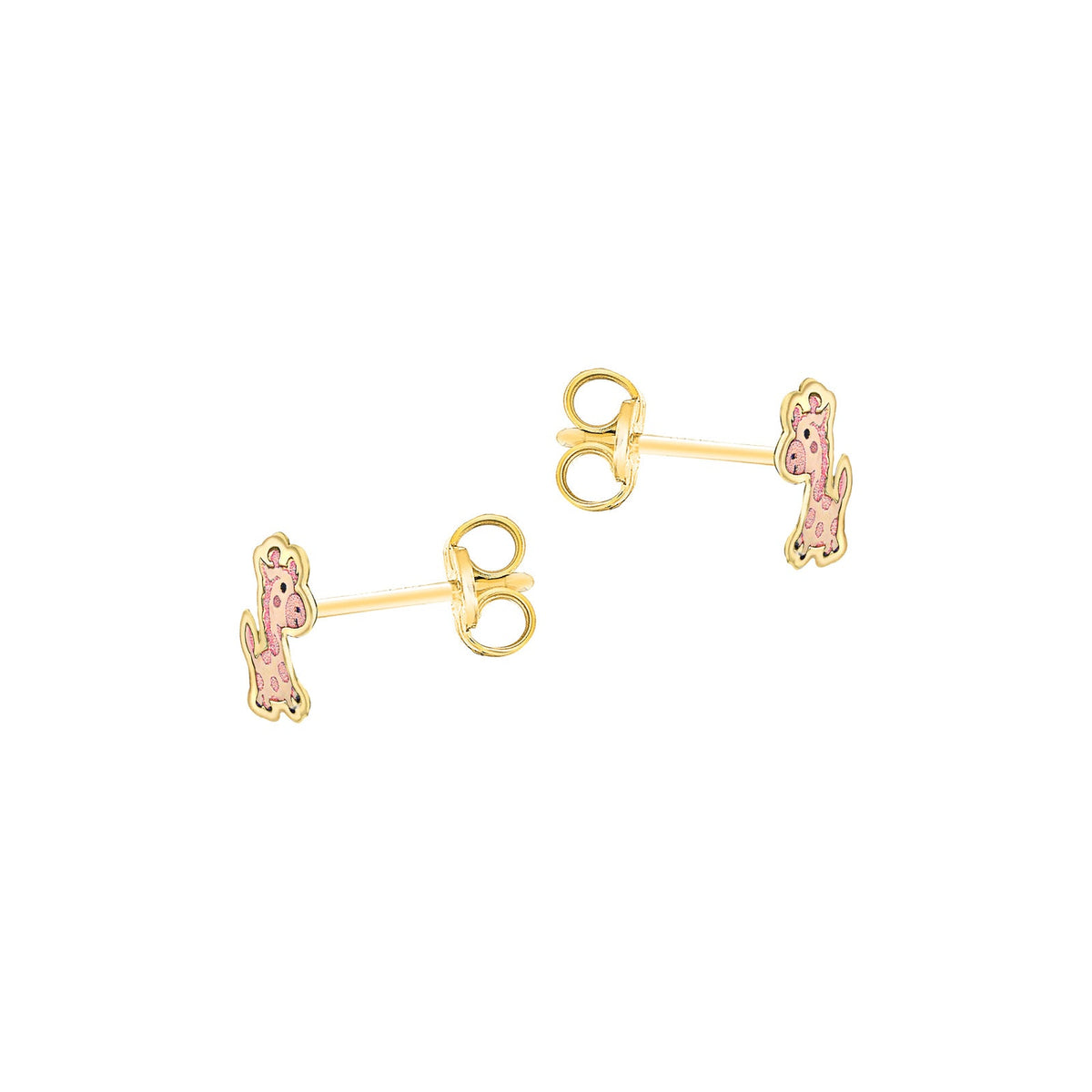 9ct Yellow Gold Enamel Giraffe Stud Earrings