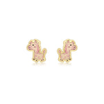 9ct Yellow Gold Enamel Giraffe Stud Earrings