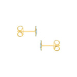 9ct Yellow Gold Blue-Enamel Flower Stud Earrings