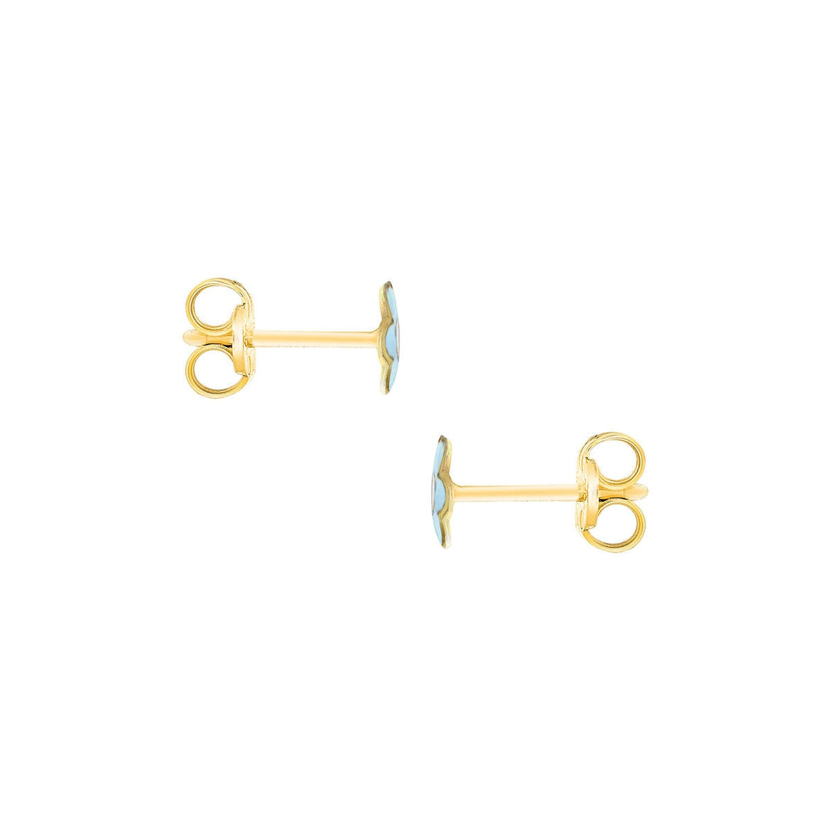 9ct Yellow Gold Blue-Enamel Flower Stud Earrings