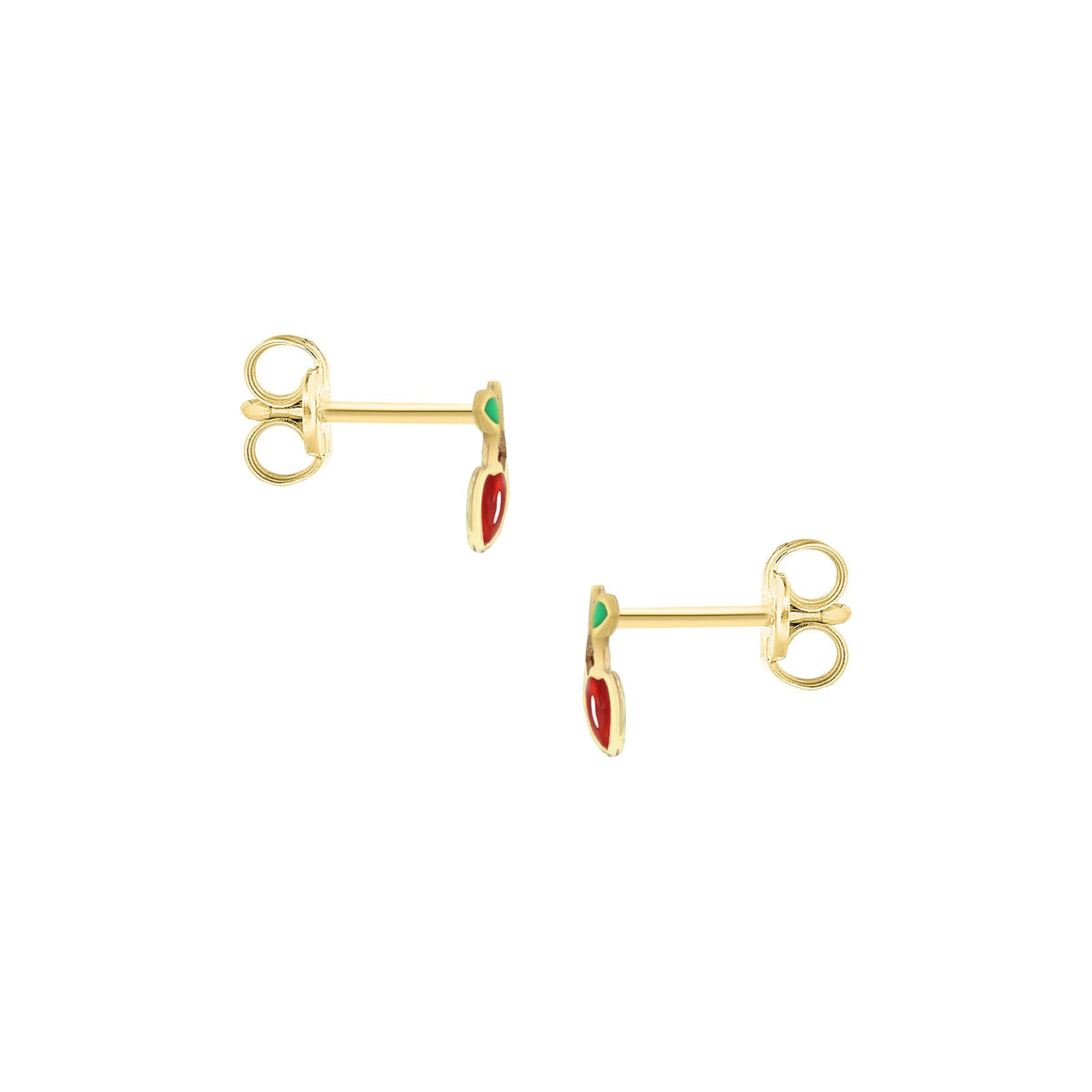 9ct Yellow Gold Enamel Cherries Stud Earrings