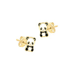 9ct Yellow Gold Enamel Panda Stud Earrings
