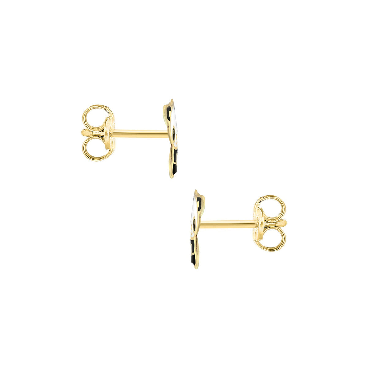 9ct Yellow Gold Enamel Panda Stud Earrings