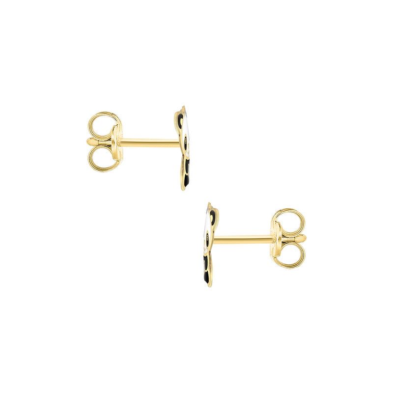 9ct Yellow Gold Enamel Panda Stud Earrings