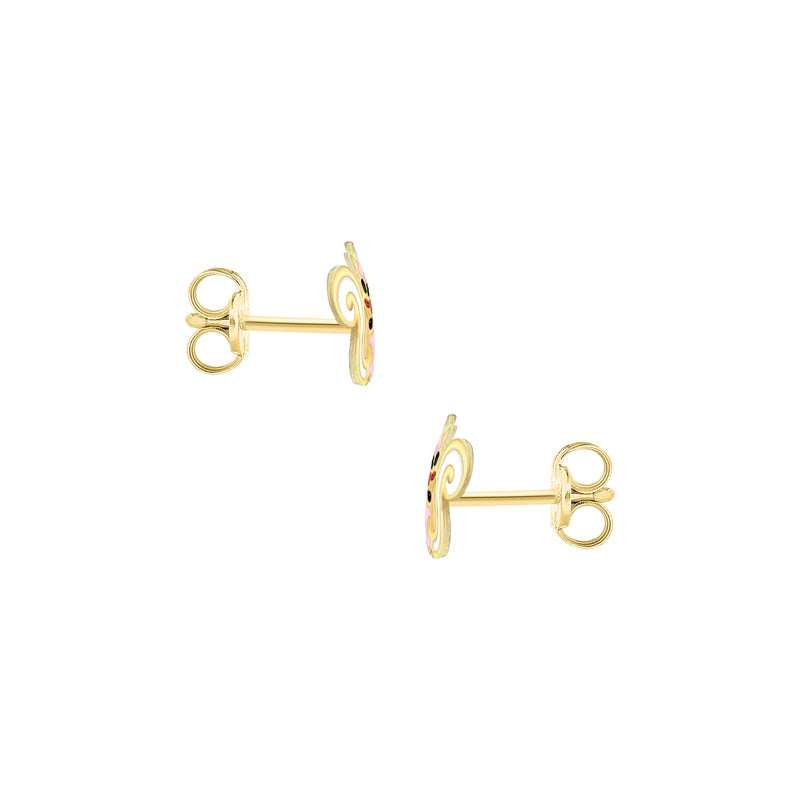 9ct Yellow Gold Enamel Squirrel Stud Earrings