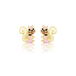 9ct Yellow Gold Enamel Squirrel Stud Earrings