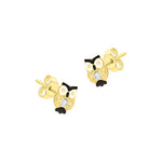 9ct Yellow Gold Cubic Zirconia Enamel Owl Stud Earrings