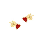 9ct Yellow Gold Enamel Heart Stud Earrings