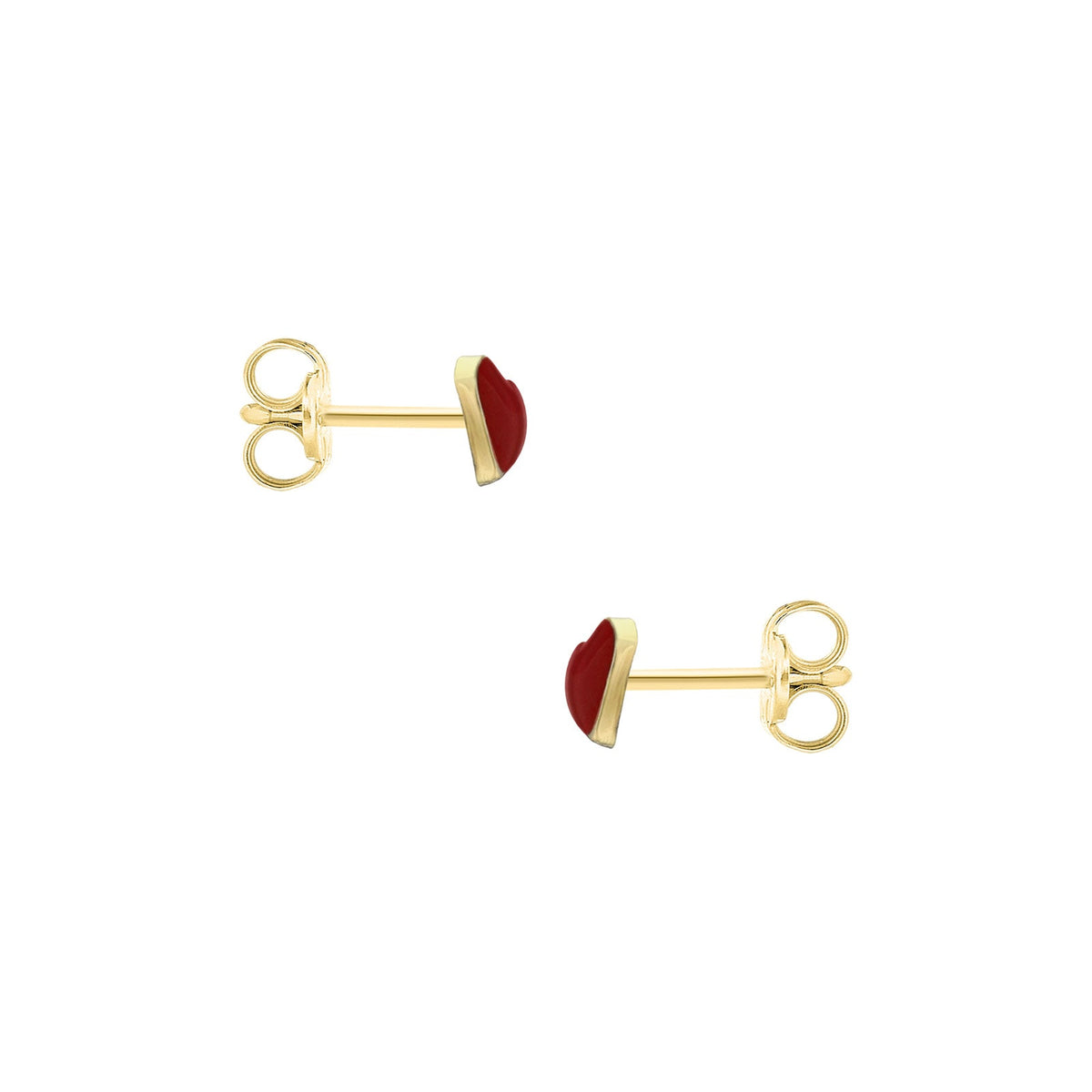 9ct Yellow Gold Enamel Heart Stud Earrings