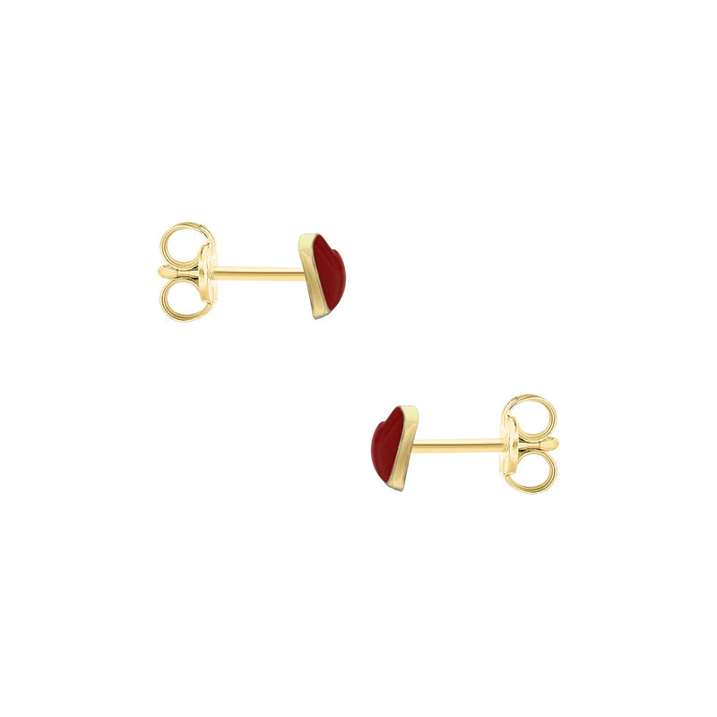 9ct Yellow Gold Enamel Heart Stud Earrings