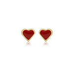 9ct Yellow Gold Enamel Heart Stud Earrings