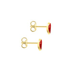 9ct Yellow Gold Red Enamel Heart Stud Earrings