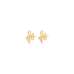 9ct Yellow Gold Pink Enamel Flamingo Stud Earrings